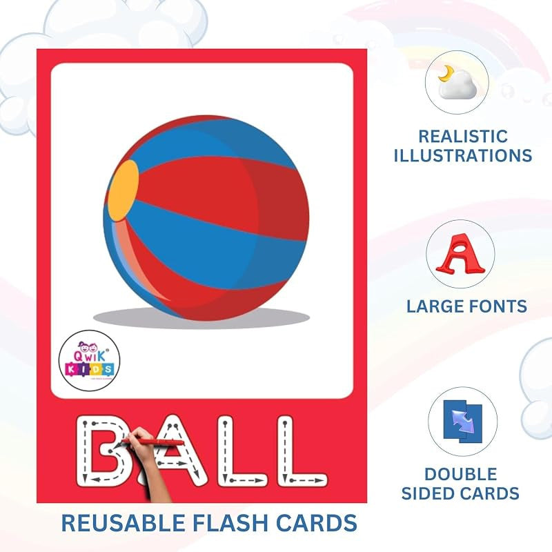 Skill Booster Flash Cards – 15-in-1 Educational Learning Flash Cards for Kids | Reusable Wipe & Clean Learning Cards (Age 2+)