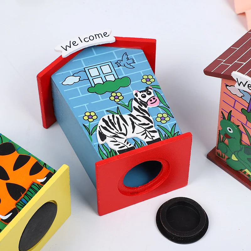 Wooden House-Shaped Piggy Bank 1 Pc | Kids Coin Box & Money Saving Bank with Animal Design