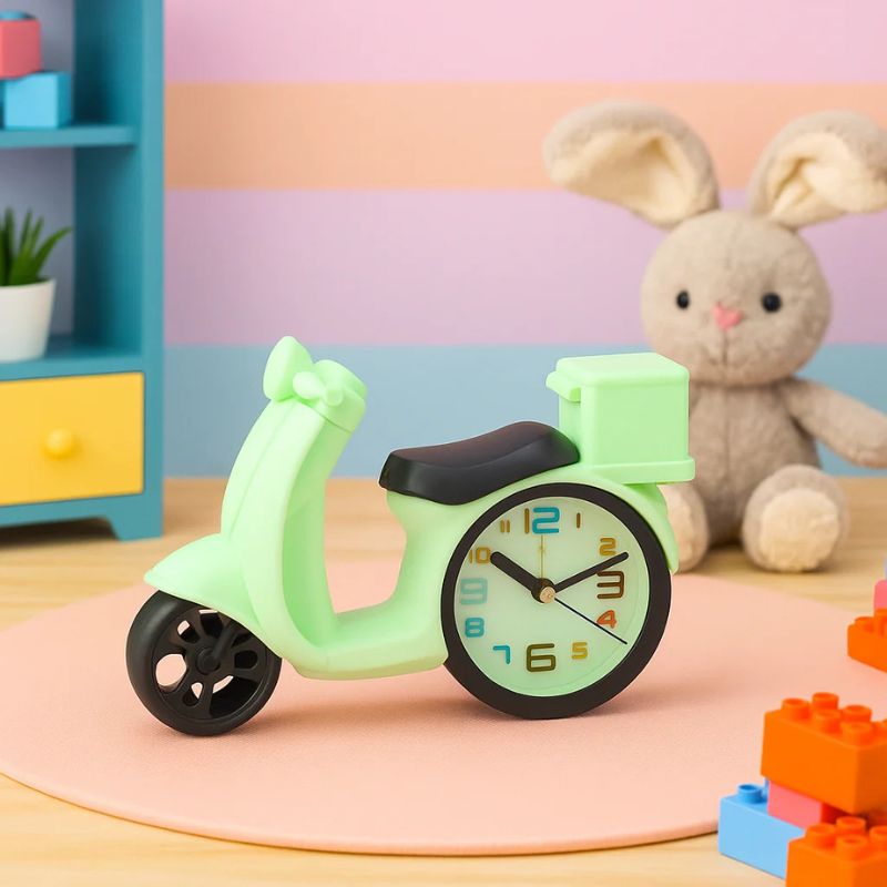 Motorcycle Scooty Shape Desk Alarm Clock – Kids Room Décor