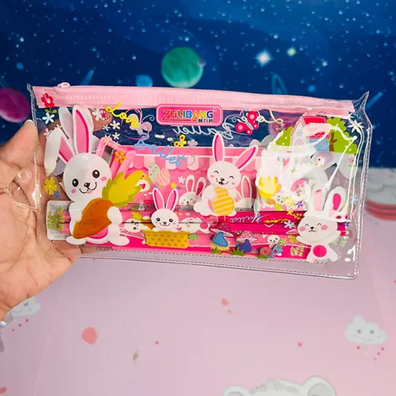 Cartoon Animal Pencil Set with Erasers And Ruler