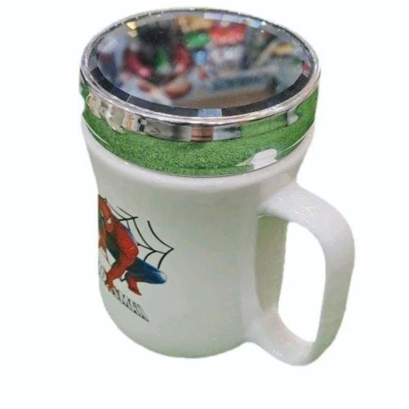 Coffee Mug | Ceramic Unicorn & Spiderman Print Coffee Mug with Mirror Lid – 400ml