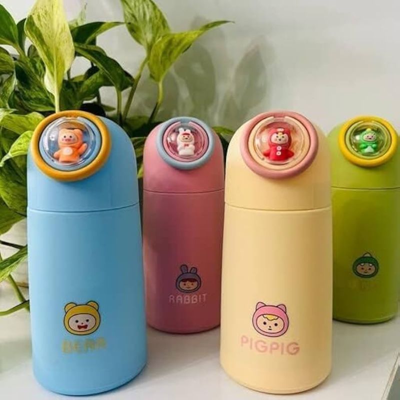 Cartoon Print Thermal Bottle Mug – Heatproof, Leakproof Travel Cup for Kids