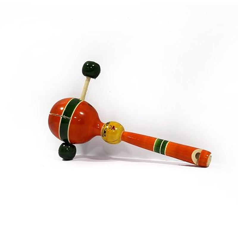 Wooden Whistle TIK TIK Rattle Toy (Red & Green) | Handmade Wooden Musical Toy | Channapatna Toys