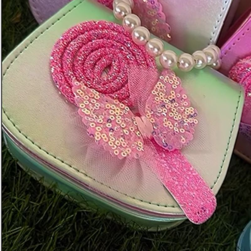 Butterfly & Lollipop Kids Handbag – Pastel Beaded Handle