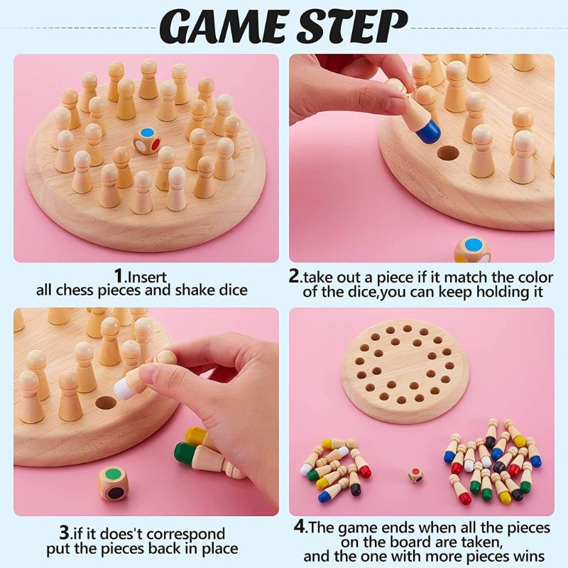 Wooden Memory Chess – Kids Matchstick Logic Game