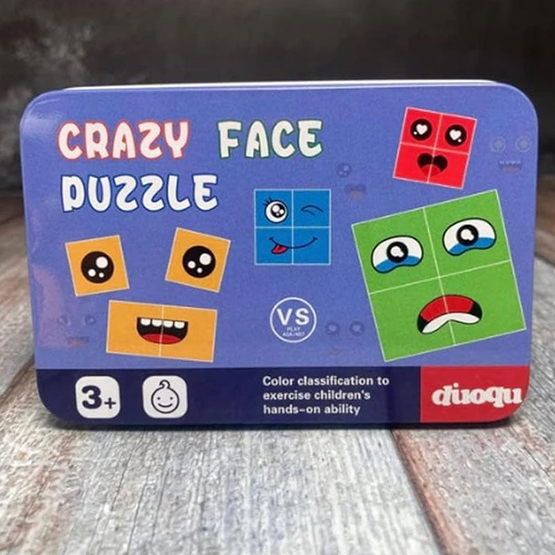 Wooden Face Cube Change Puzzle for Kids – Emoji Expressions Matching Game