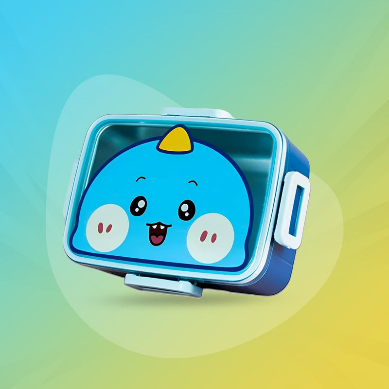 Cute Cartoon Stainless Steel Lunch Box – 2 Containers for Kids