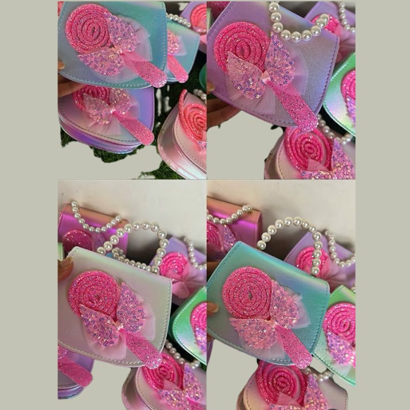 Butterfly & Lollipop Kids Handbag – Pastel Beaded Handle
