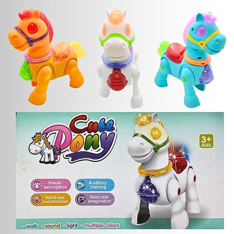 Cute Pony Walking Horse Toy with Light & Sound for Kids (Battery Operated 1 Horse Toy)