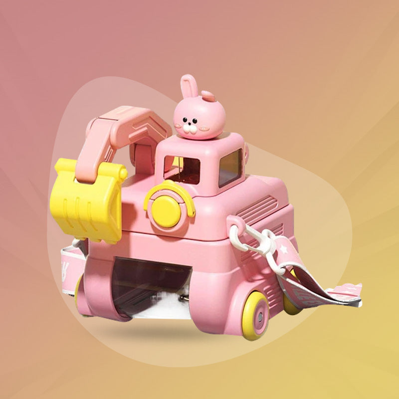 Excavator Kids Water Bottle with Carry Strap