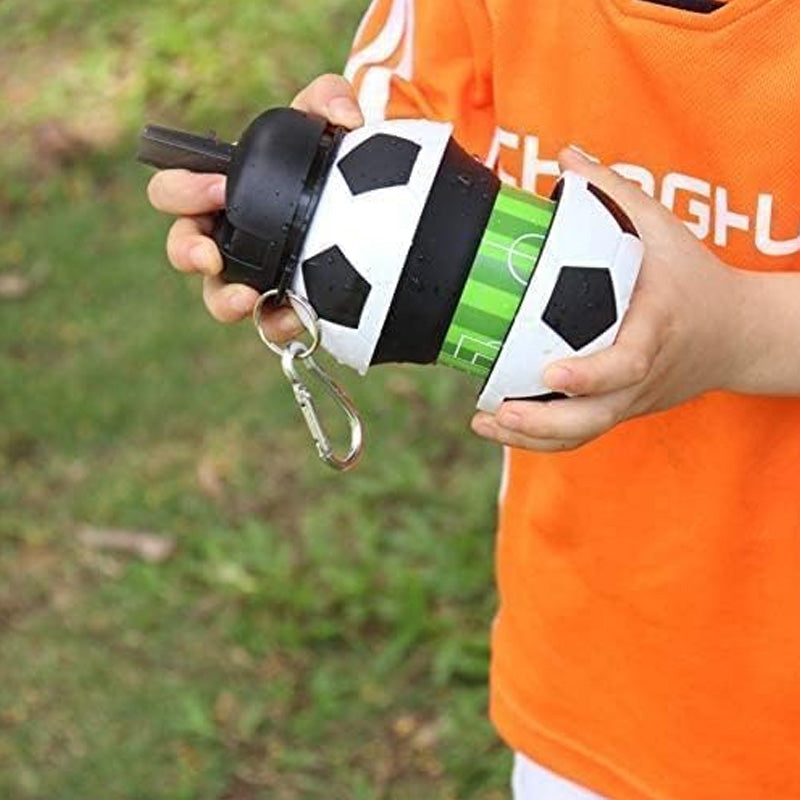 Adjustable Football Shape Kids Water Bottle with Sipper – Foldable Sports Bottle | Birthday Return Gift