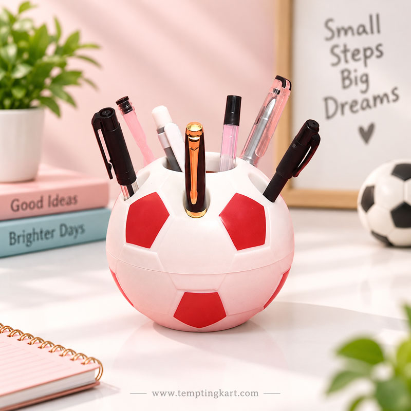 Football Pencil Holder & Pen Stand | Soccer Ball Desk Organizer for Kids, Students & Sports Lovers