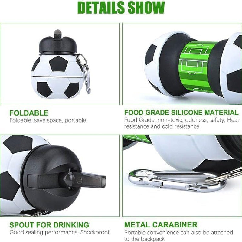 Adjustable Football Shape Kids Water Bottle with Sipper – Foldable Sports Bottle | Birthday Return Gift