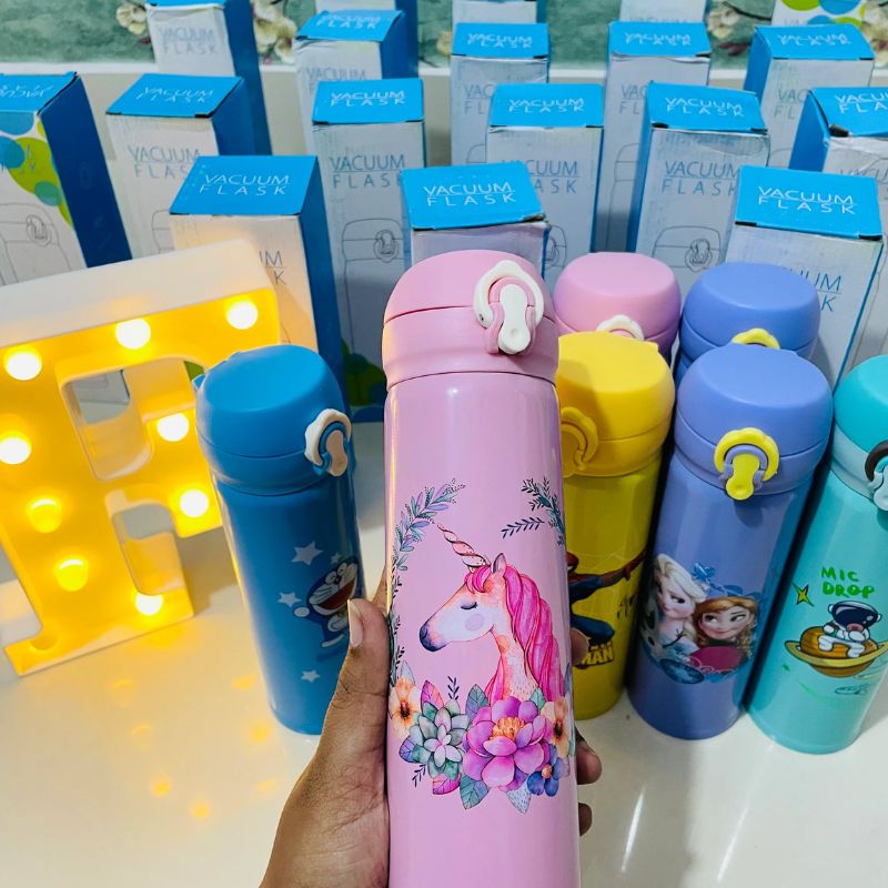 Stainless Steel Cartoon Vacuum Flask – 500 mL Flip Cap for Kids
