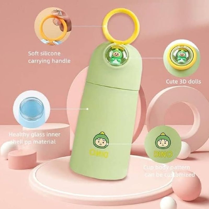 Cartoon Print Thermal Bottle Mug – Heatproof, Leakproof Travel Cup for Kids