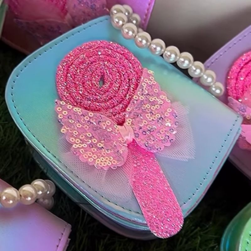 Butterfly & Lollipop Kids Handbag – Pastel Beaded Handle