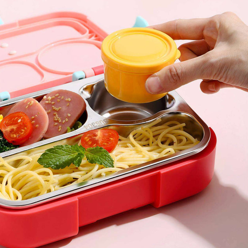 Sea Unicorn 3-Compartment Stainless Steel Lunch Box with Sauce Container & Spoon