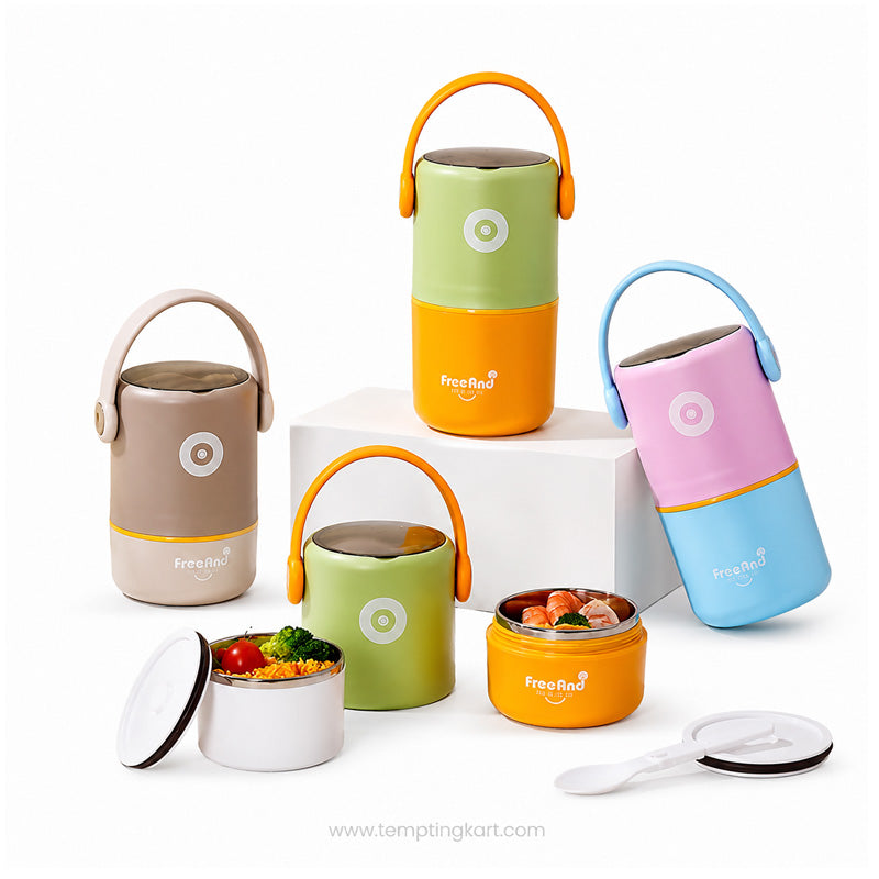 2-Tier Stackable Insulated Lunch Box – Hot & Cold Leak-Proof Food Container