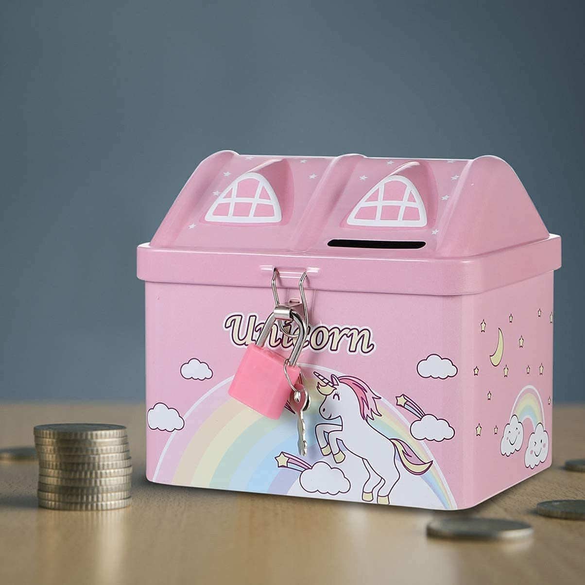 Piggy Money Bank | Piggy Bank | Lock and Key Coin Bank for Kids