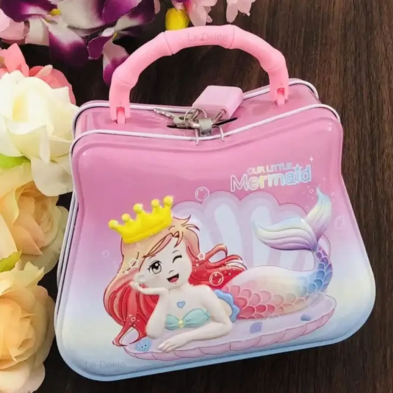 Mermaid Lock & Key Piggy Money Bank for Kids