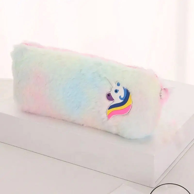 Multipurpose Unicorn Soft Fur Pouch for Girls | School Pouch