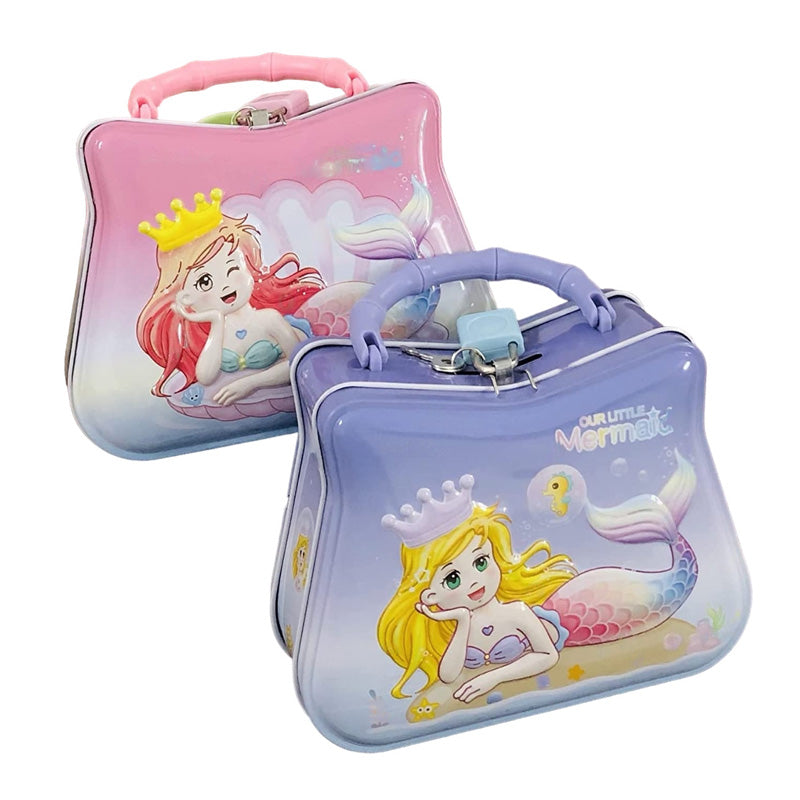 Mermaid Lock & Key Piggy Money Bank for Kids