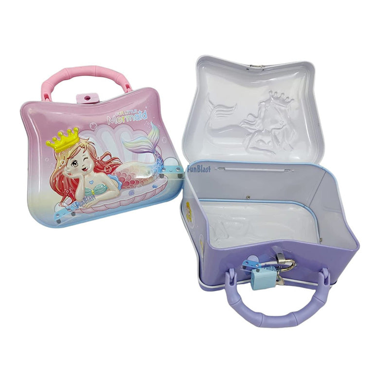 Mermaid Lock & Key Piggy Money Bank for Kids