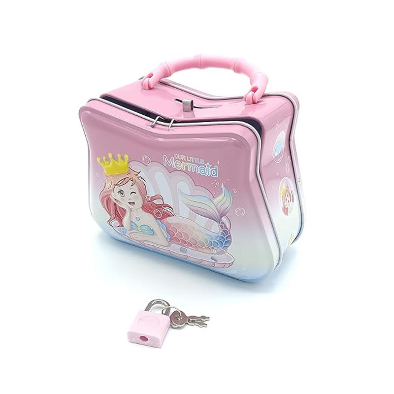 Mermaid Lock & Key Piggy Money Bank for Kids