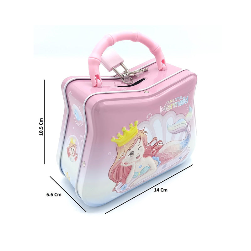 Mermaid Lock & Key Piggy Money Bank for Kids