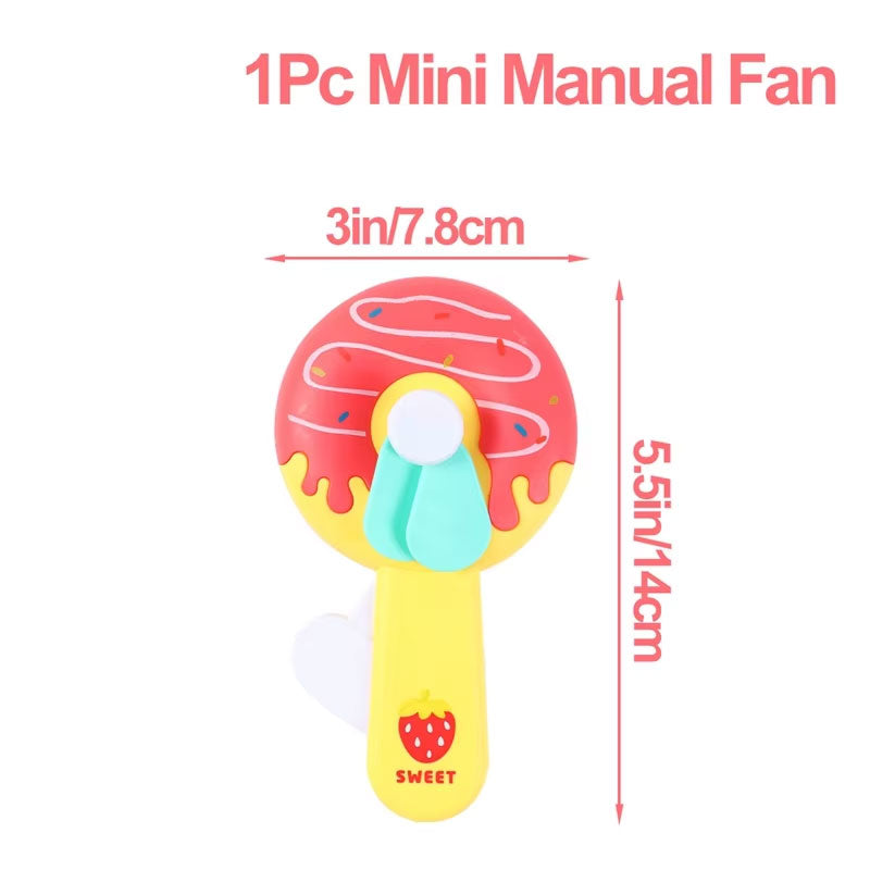 Manual Hand Press Doughnut Fan for Kids | Portable Mini Toy Fan