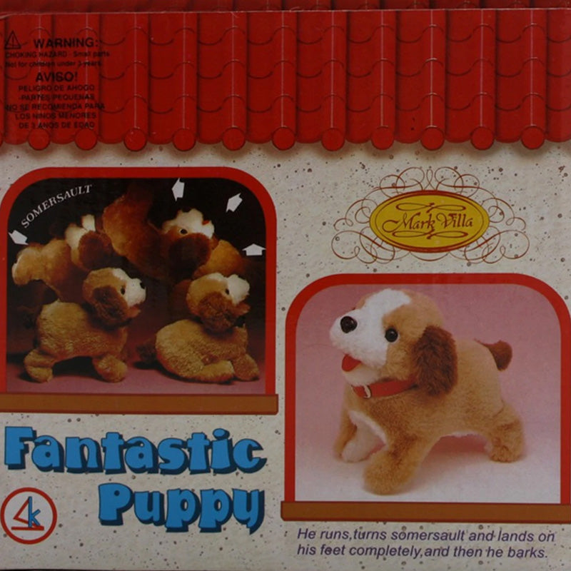 Jumping, Walking & Barking Dog Soft Toy | Battery Operated Back Flip Puppy Toy for Kids