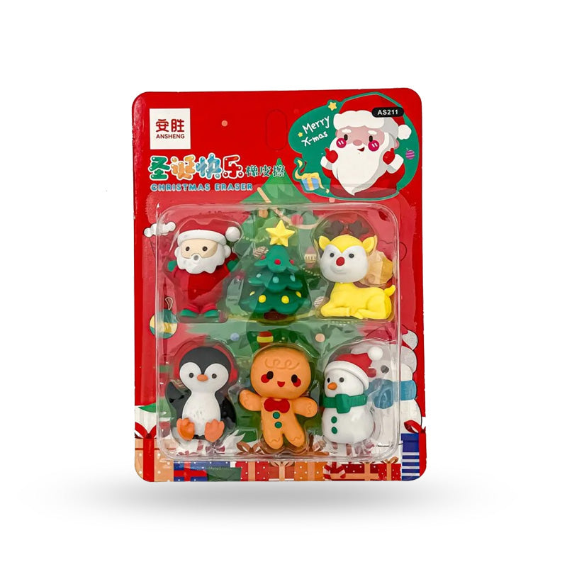 Kids Christmas Eraser Set Pack Of 6