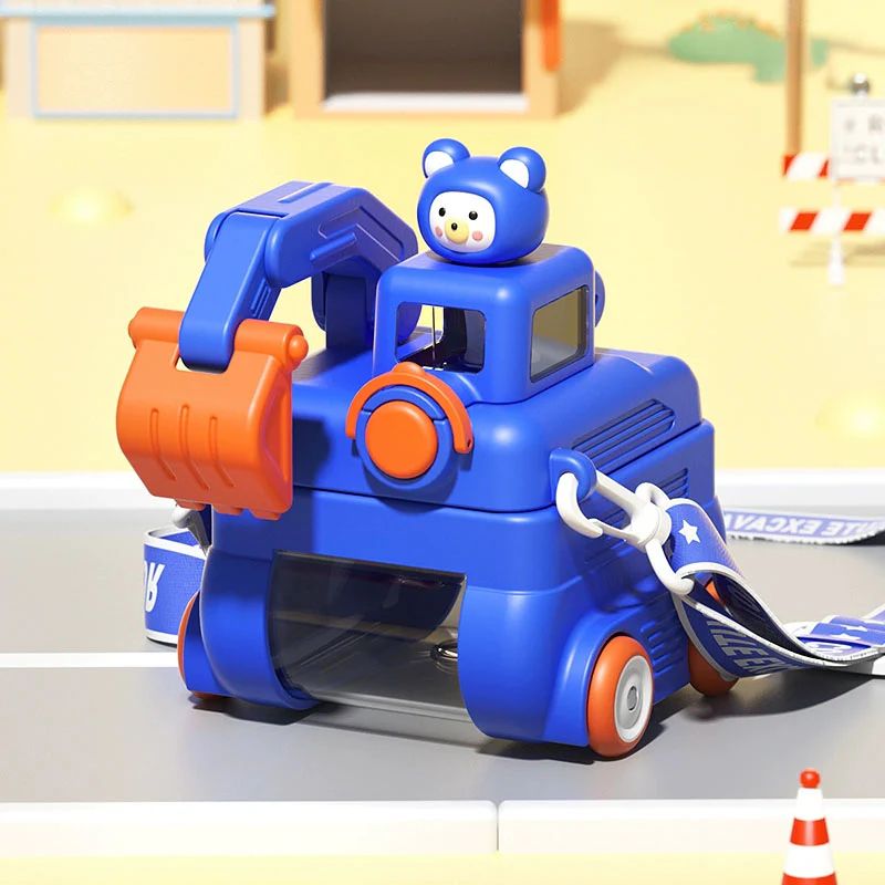 Excavator Kids Water Bottle with Carry Strap