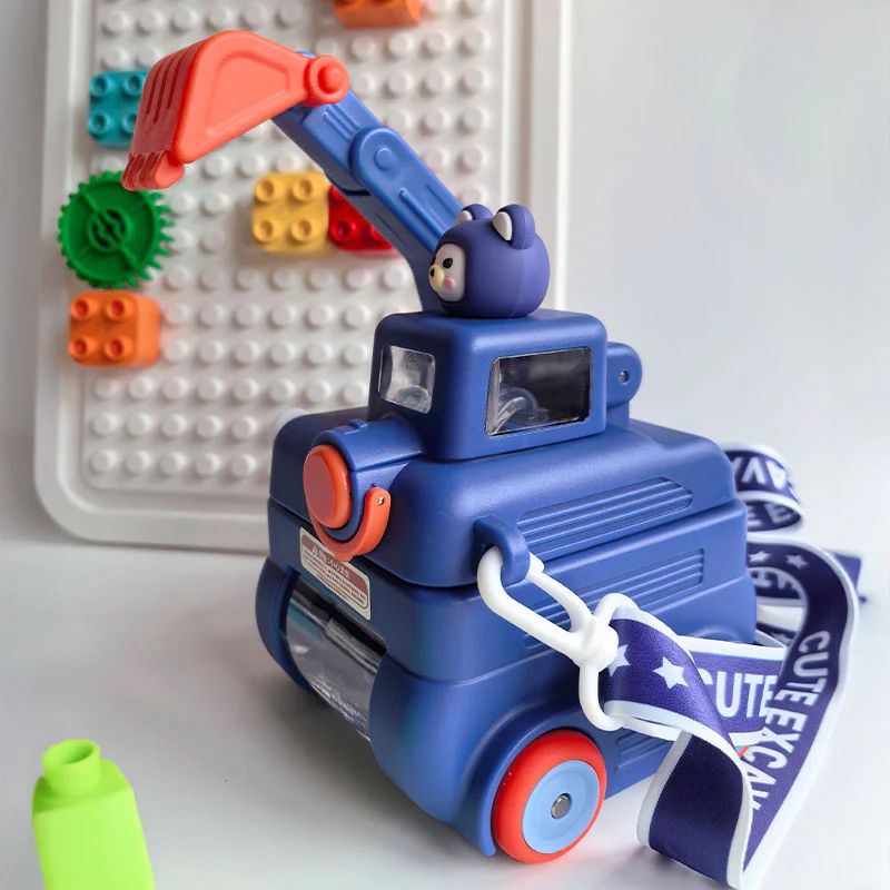 Excavator Kids Water Bottle with Carry Strap