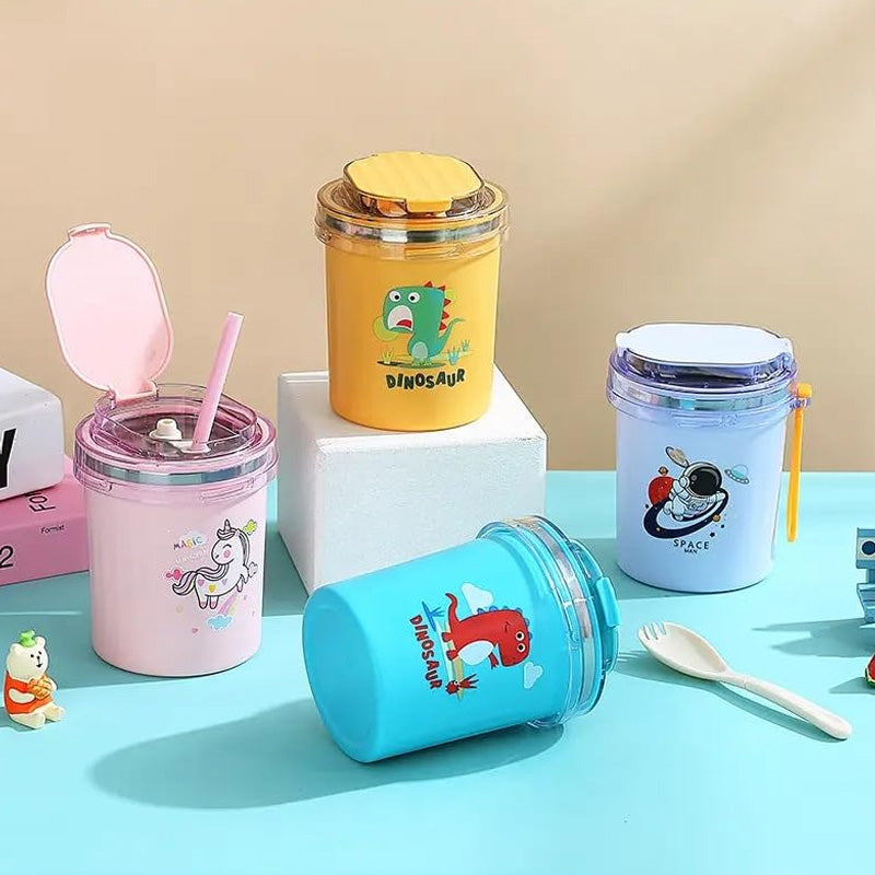 Kids Insulated Soup & Lunch Jar with Spoon and Straw | Stainless Steel Hot & Cold Food Container