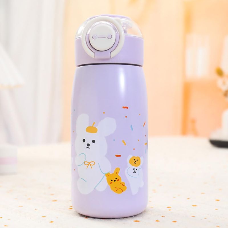 Cute Animals Kids Sipper Bottle – 470ml, Insulated & Leak-Proof