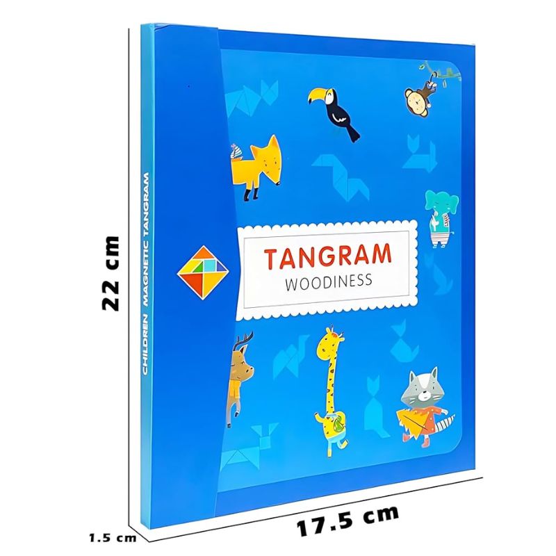 Wooden Tangram Puzzle with Magnetic Book – Educational Toy for Kids 3+w