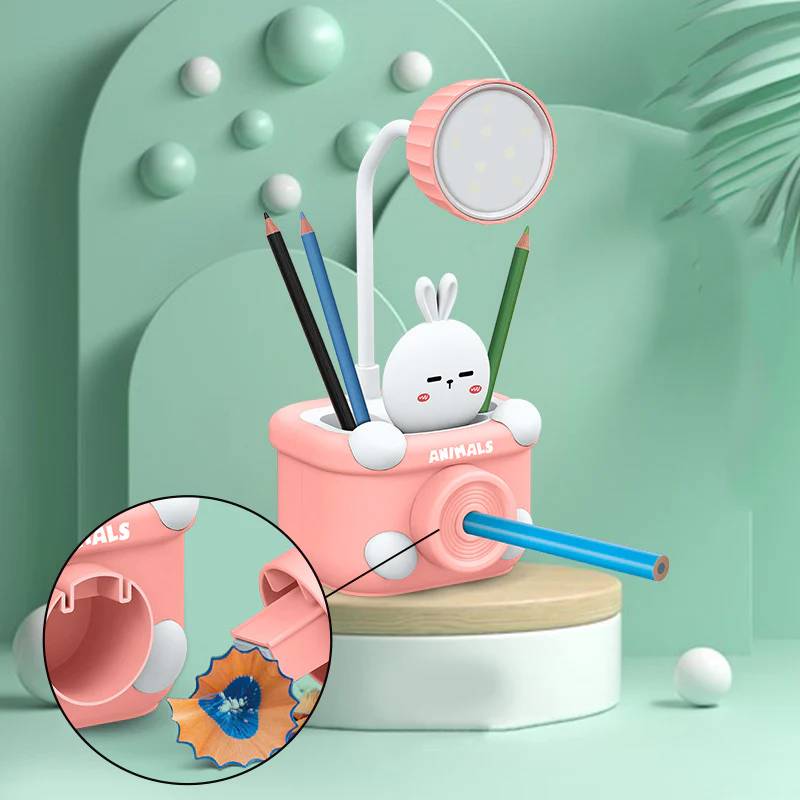 3 in 1 USB Chargeable LED Light | Table Night Lamp for Kids Bedroom with Pencil Sharpener & Pen Holder