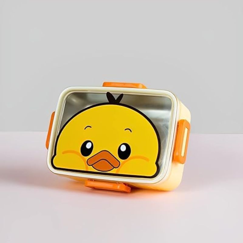 Cute Cartoon Stainless Steel Lunch Box – 2 Containers for Kids