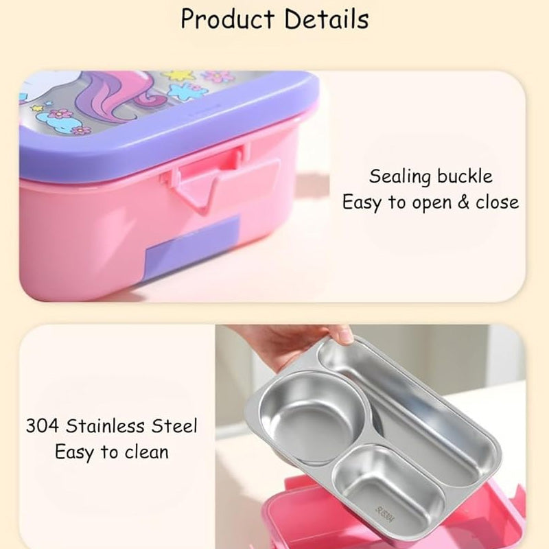 Lunch Box | Space Astronaut 3 Divided Compartments Stainless Steel Lunch Box for Kids