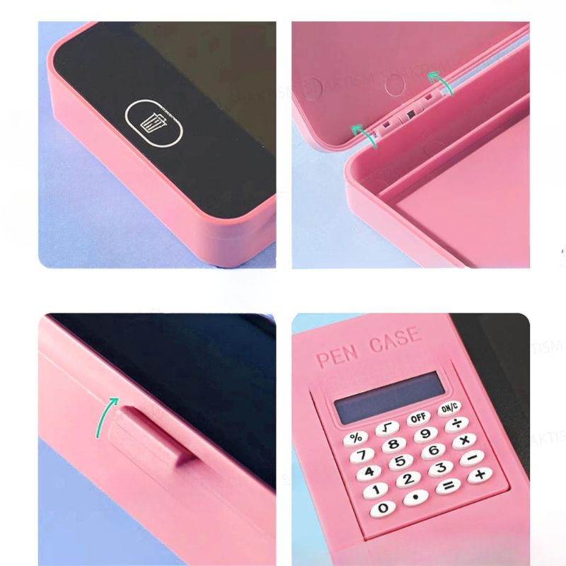 Lcd Writing Pad Pencil Box Erase Button