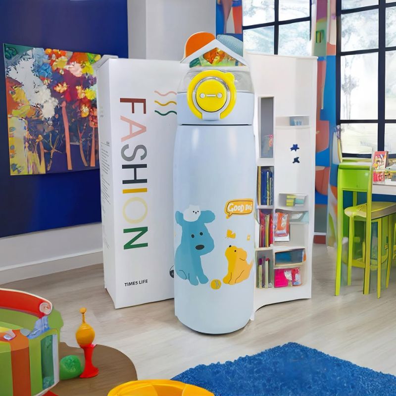 Cute Animals Kids Sipper Bottle – 470ml, Insulated & Leak-Proof