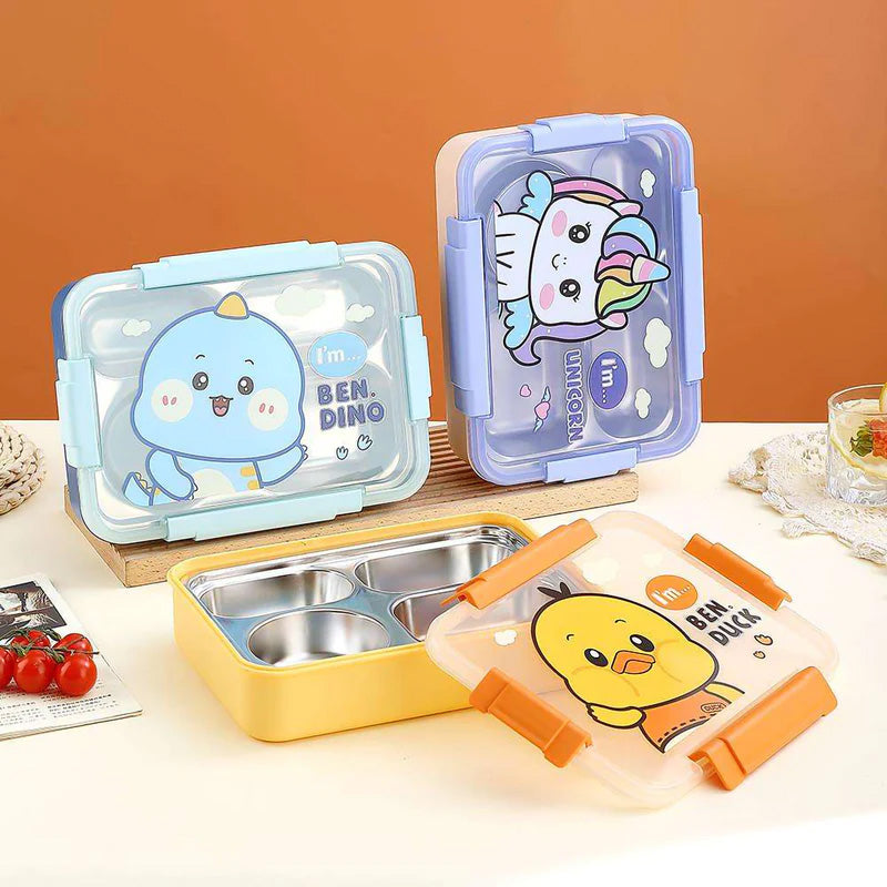 Lunch Box | Ben Duck 4 Compartment Stainless Steel Thermal Lunch Box with Soup Bowl