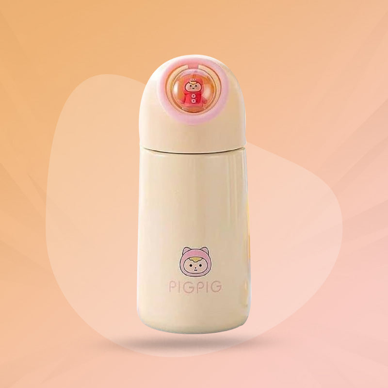 Cartoon Print Thermal Bottle Mug – Heatproof, Leakproof Travel Cup for Kids