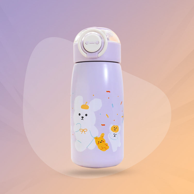 Cute Animals Kids Sipper Bottle – 470ml, Insulated & Leak-Proof