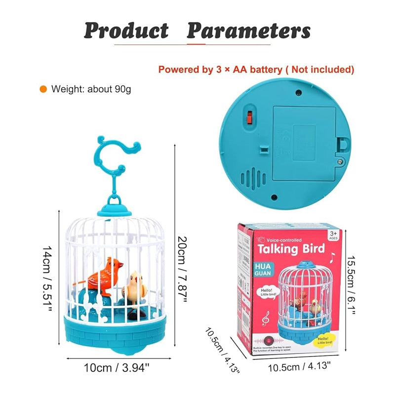 Voice Controlled Talking Bird Toy with Musical Cage – Interactive Singing & Repeating Parrot for Kids