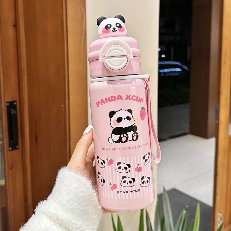 Panda Stainless Steel Water Bottle | Cute Insulated Sipper Bottle for Kids