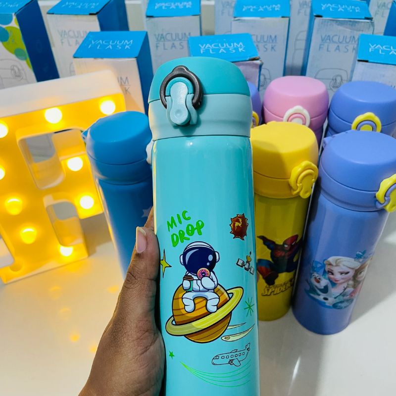 Stainless Steel Cartoon Vacuum Flask – 500 mL Flip Cap for Kids