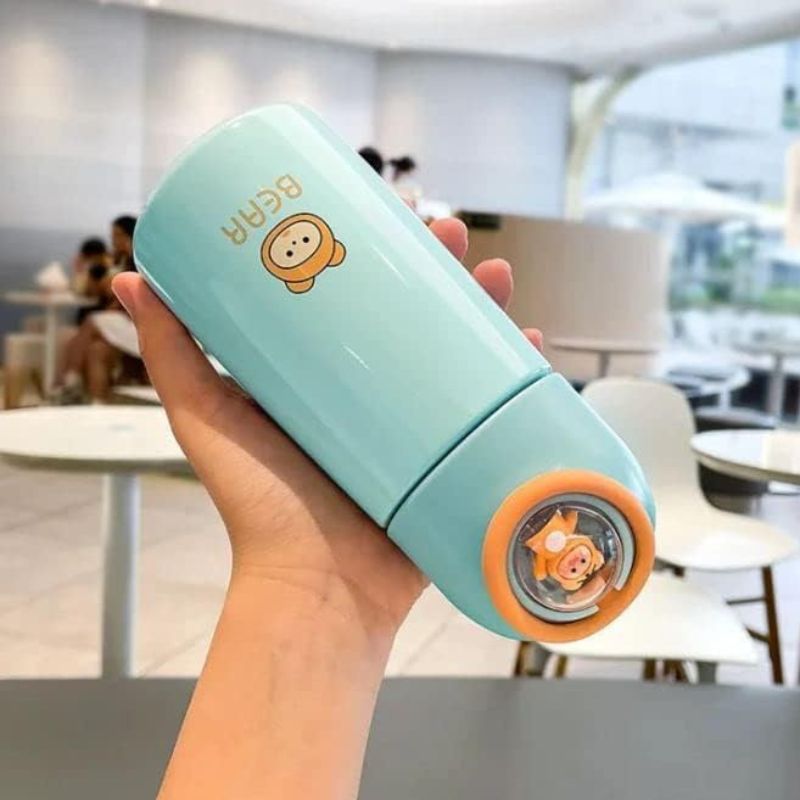 Cartoon Print Thermal Bottle Mug – Heatproof, Leakproof Travel Cup for Kids