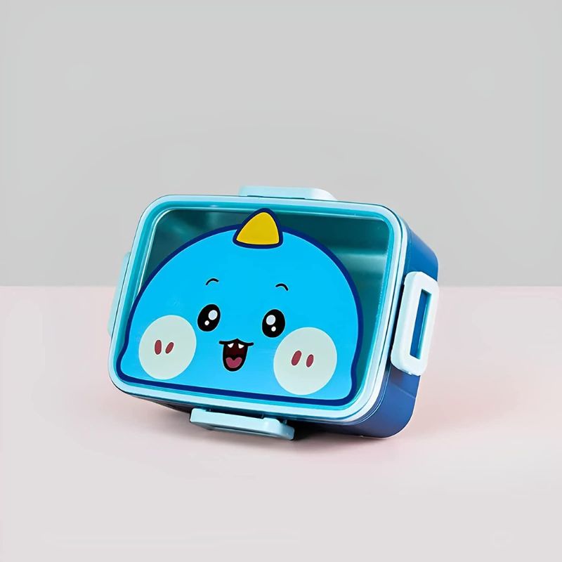Cute Cartoon Stainless Steel Lunch Box – 2 Containers for Kids